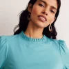 Tops & Blouses | T-Shirts & Tanks-Boden Supersoft Frill Detail Top-Blue Grass BlueGrass