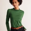 Tops & Blouses | T-Shirts & Tanks-Boden Supersoft Frill Detail Top- Pine