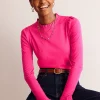 Tops & Blouses | T-Shirts & Tanks-Boden Supersoft Frill Detail Top-Cherry Jam CherryJam