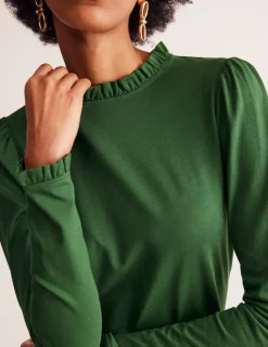Tops & Blouses | T-Shirts & Tanks-Boden Supersoft Frill Detail Top- Pine