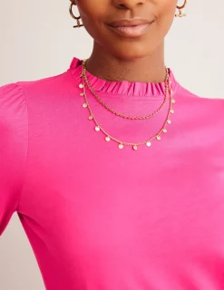 Tops & Blouses | T-Shirts & Tanks-Boden Supersoft Frill Detail Top-Cherry Jam CherryJam