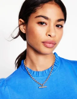 T-Shirts & Tanks | Tops & Blouses-Boden Supersoft Frill Detail Top-PALACE BLUE (18-4043 TCX) PALACEBLUE(18-4043TCX)