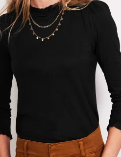 Tops & Blouses | T-Shirts & Tanks-Boden Supersoft Frill Detail Top- Black