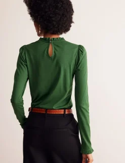 Tops & Blouses | T-Shirts & Tanks-Boden Supersoft Frill Detail Top- Pine