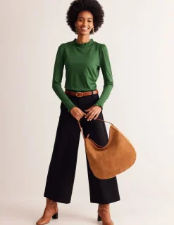 Tops & Blouses | T-Shirts & Tanks-Boden Supersoft Frill Detail Top- Pine