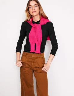 Tops & Blouses | T-Shirts & Tanks-Boden Supersoft Frill Detail Top- Black