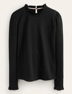 Tops & Blouses | T-Shirts & Tanks-Boden Supersoft Frill Detail Top- Black