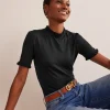 Nightwear & Lougewear | T-Shirts & Tanks-Boden Supersoft Frill Detail T-shirt- Black