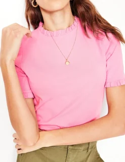 Nightwear & Lougewear | T-Shirts & Tanks-Boden Supersoft Frill Detail T-shirt-Soft Lavender SoftLavender