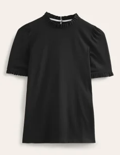 Nightwear & Lougewear | T-Shirts & Tanks-Boden Supersoft Frill Detail T-shirt- Black