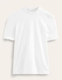 Nightwear & Lougewear | T-Shirts & Tanks-Boden Supersoft Frill Detail T-shirt- White