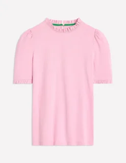 Nightwear & Lougewear | T-Shirts & Tanks-Boden Supersoft Frill Detail T-shirt-Soft Lavender SoftLavender