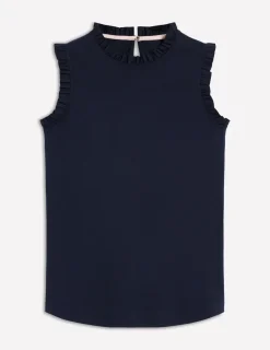 Nightwear & Lougewear | T-Shirts & Tanks-Boden Supersoft Frill Detail Vest- Navy