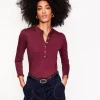 Tops & Blouses | T-Shirts & Tanks-Boden Supersoft Frill Henley Top-Deep Wisteria DeepWisteria