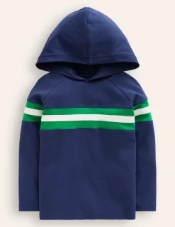 Tops, T-Shirts & Polos | Sweatshirts & Hoodies-Boden Supersoft Hooded Raglan-College Navy Chest Stripe CollegeNavyChestStripe