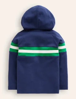 Tops, T-Shirts & Polos | Sweatshirts & Hoodies-Boden Supersoft Hooded Raglan-College Navy Chest Stripe CollegeNavyChestStripe