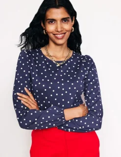 Tops & Blouses | T-Shirts & Tanks-Boden Supersoft Long Sleeve Top-French Navy, Sparse Spot FrenchNavy,SparseSpot