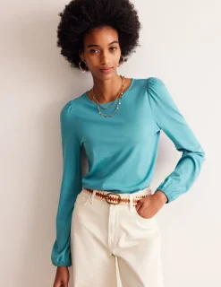 Tops & Blouses | T-Shirts & Tanks-Boden Supersoft Long Sleeve Top-Blue Grass BlueGrass