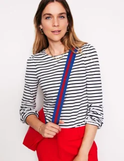 Tops & Blouses | T-Shirts & Tanks-Boden Supersoft Long Sleeve Top-Ivory, Navy Ivory,Navy