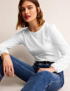 Tops & Blouses | T-Shirts & Tanks-Boden Supersoft Long Sleeve Top- White
