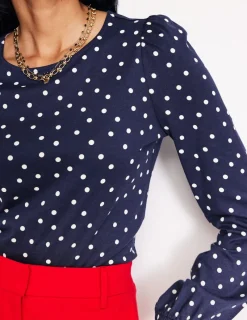 Tops & Blouses | T-Shirts & Tanks-Boden Supersoft Long Sleeve Top-French Navy, Sparse Spot FrenchNavy,SparseSpot