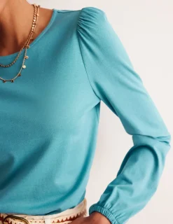 Tops & Blouses | T-Shirts & Tanks-Boden Supersoft Long Sleeve Top-Blue Grass BlueGrass