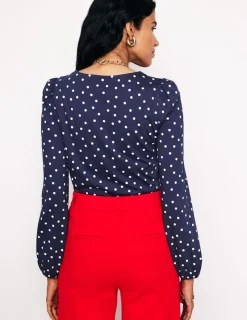 Tops & Blouses | T-Shirts & Tanks-Boden Supersoft Long Sleeve Top-French Navy, Sparse Spot FrenchNavy,SparseSpot