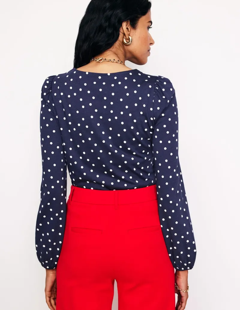 Tops & Blouses | T-Shirts & Tanks-Boden Supersoft Long Sleeve Top-French Navy, Sparse Spot FrenchNavy,SparseSpot