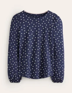 Tops & Blouses | T-Shirts & Tanks-Boden Supersoft Long Sleeve Top-French Navy, Sparse Spot FrenchNavy,SparseSpot