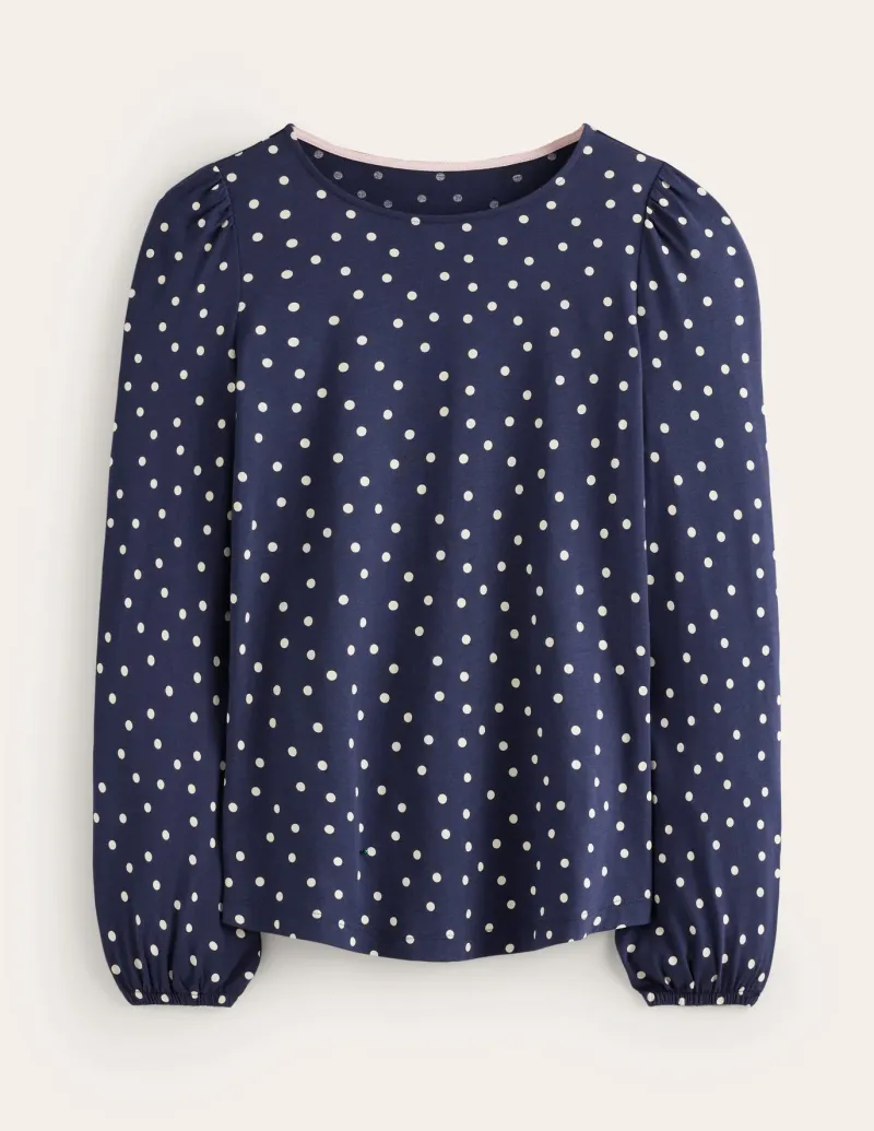 Tops & Blouses | T-Shirts & Tanks-Boden Supersoft Long Sleeve Top-French Navy, Sparse Spot FrenchNavy,SparseSpot
