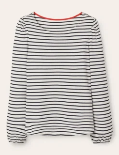 Tops & Blouses | T-Shirts & Tanks-Boden Supersoft Long Sleeve Top-Ivory, Navy Ivory,Navy