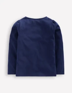 Tops & T-Shirts-Boden Superstitch Puff Sleeve Top-Starboard Blue Unicorns StarboardBlueUnicorns