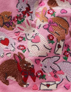 Tops & T-Shirts-Boden Superstitch Puff Sleeve Top-Bubblegum Pink Bunnies BubblegumPinkBunnies