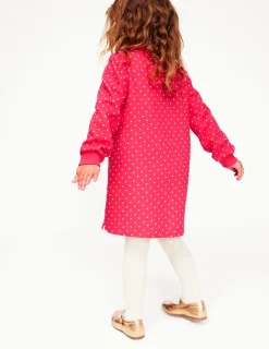 Dresses-Boden Sweatshirt Appliqué Dress-Rose Pink Pin Spot Animals RosePinkPinSpotAnimals