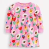 Dresses-Boden Sweatshirt Dress-Sugared Lilac Spring Garden SugaredLilacSpringGarden