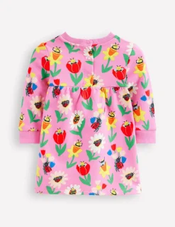 Dresses-Boden Sweatshirt Dress-Sugared Lilac Spring Garden SugaredLilacSpringGarden
