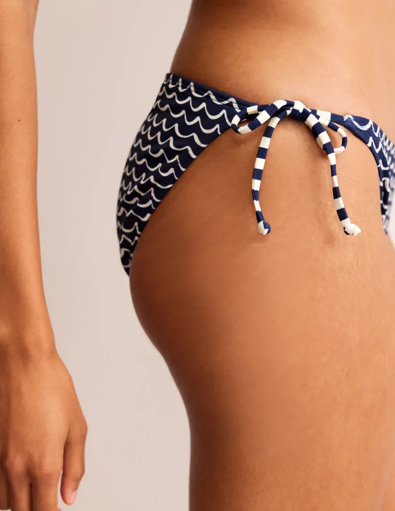 Swimwear-Boden Symi String Bikini Bottoms-French Navy, Seagull FrenchNavy,Seagull