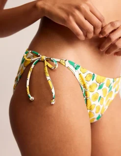 Swimwear-Boden Symi String Bikini Bottoms-Ivory, Lemons Ivory,Lemons