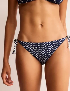 Swimwear-Boden Symi String Bikini Bottoms-French Navy, Seagull FrenchNavy,Seagull