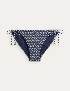Swimwear-Boden Symi String Bikini Bottoms-French Navy, Seagull FrenchNavy,Seagull