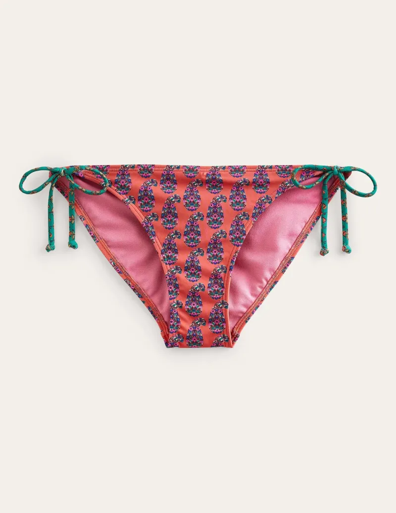 Swimwear-Boden Symi String Bikini Bottoms-Persimmon Orange Paisley PersimmonOrangePaisley