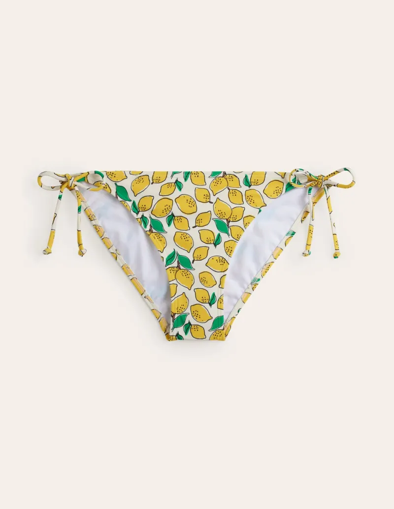 Swimwear-Boden Symi String Bikini Bottoms-Ivory, Lemons Ivory,Lemons