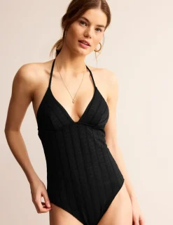 Swimwear-Boden Symi String Swimsuit-Black Floral Texture BlackFloralTexture