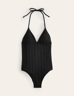 Swimwear-Boden Symi String Swimsuit-Black Floral Texture BlackFloralTexture