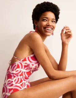 Swimwear-Boden Symi String Swimsuit-Fiesta, Geo Whirl Fiesta,GeoWhirl