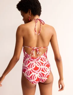 Swimwear-Boden Symi String Swimsuit-Fiesta, Geo Whirl Fiesta,GeoWhirl