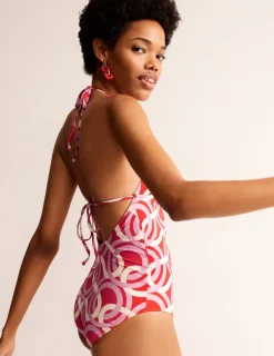 Swimwear-Boden Symi String Swimsuit-Fiesta, Geo Whirl Fiesta,GeoWhirl