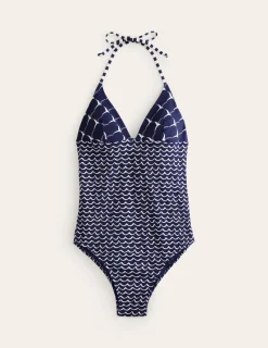 Swimwear-Boden Symi String Swimsuit-French Navy, Seagull FrenchNavy,Seagull