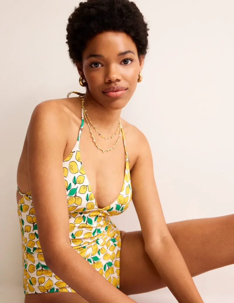 Swimwear-Boden Symi String Swimsuit-Ivory, Lemons Ivory,Lemons