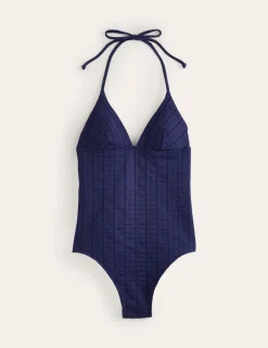Swimwear-Boden Symi String Swimsuit-Navy Floral Texture NavyFloralTexture